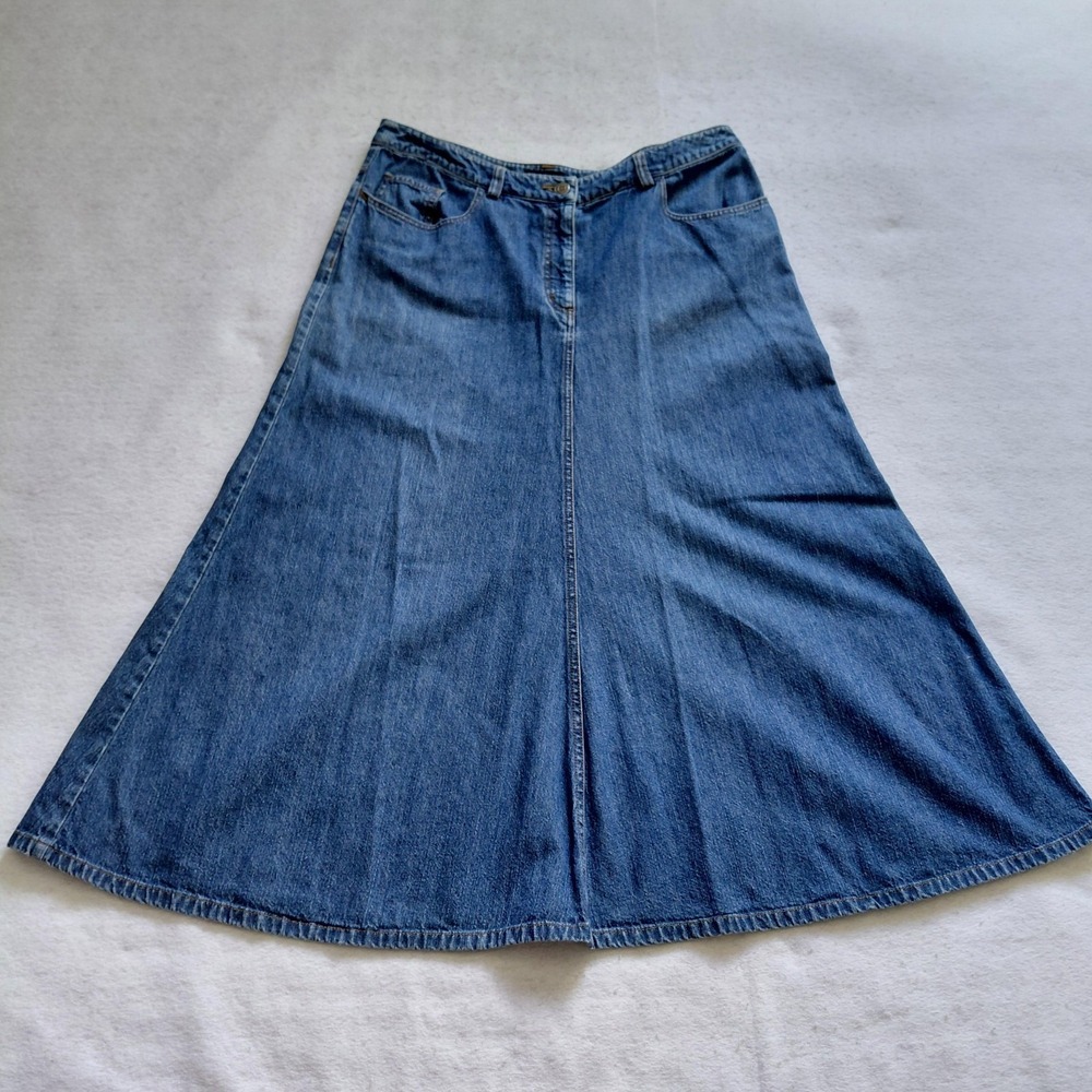 Westbound A Line Denim Skirt Blue Size 12 Cotton Long Flare Jean Casual